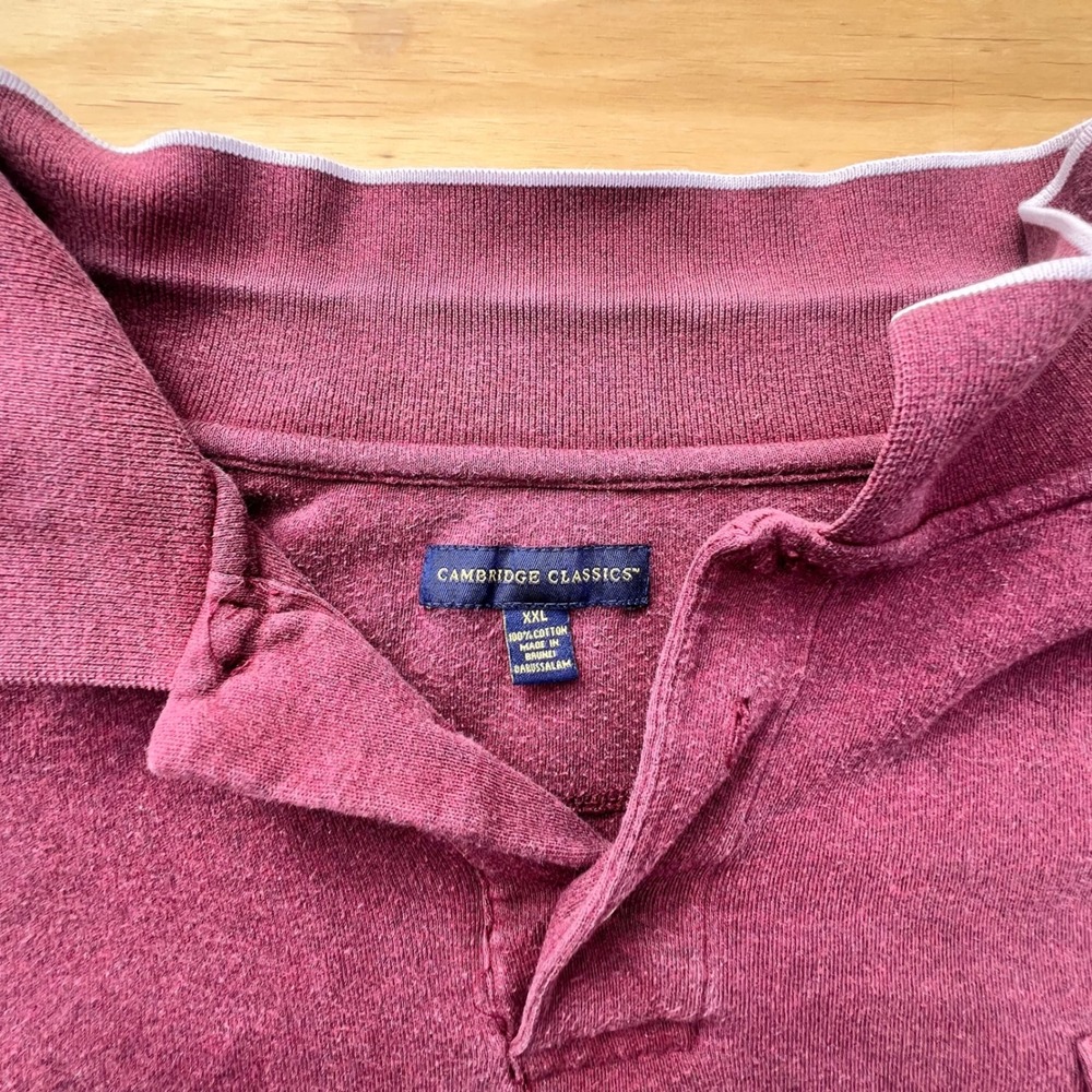 Cambridge Classics Mens XXL Maroon Burgundy Cotton Pique Polo Shirt Chest Pocket